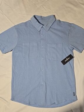 Express Boys' Light Blue Short Sleeve Button-Down Shirt